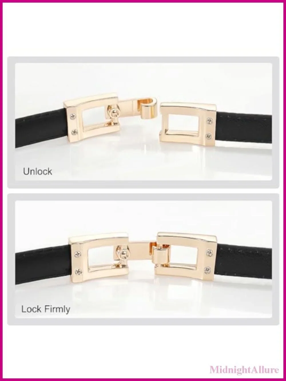 Skinny PU Leather Waist Belt with Gold Buckle for Dresses